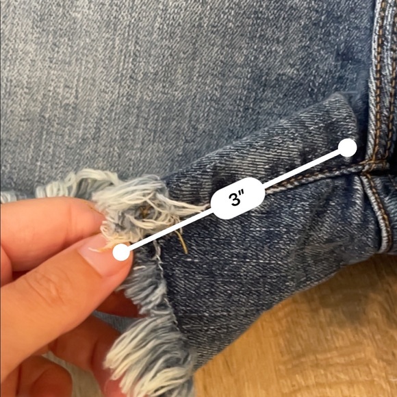 Good American raw hem high rise denim shorts - Picture 6 of 7